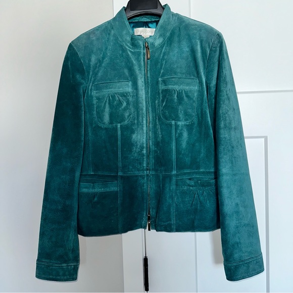 NWOT Casual Corner Teal Leather Suede Jacket size S - Picture 2 of 11